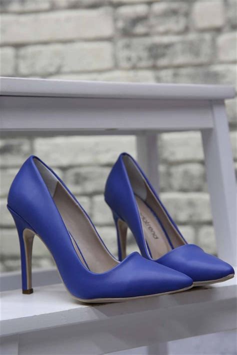 bayan stiletto ayakkabı mavİ cİlt