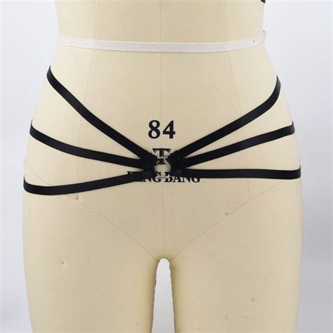 Body Cage 1pc Black Garters Belt Harness Bondage Stockings Suspenders