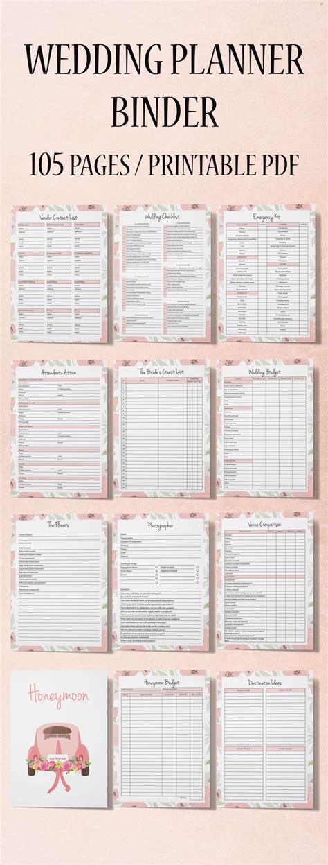 diy wedding planner binder printables