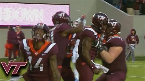 virginia techs quincy patterson ii ties  game   yd touchdown