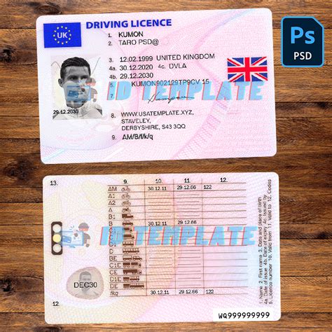united kingdom driving license psd template driving license template
