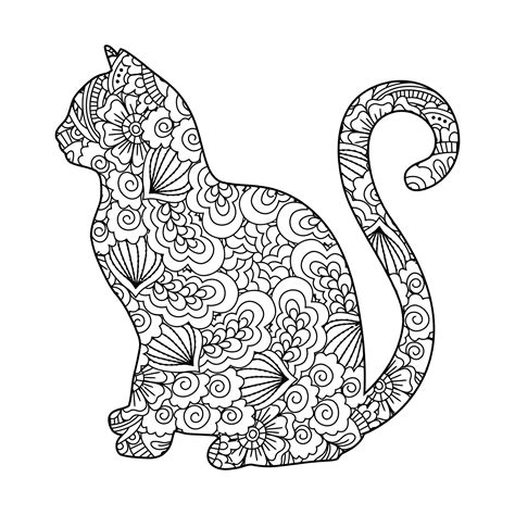mandala cat coloring page  kids  vector art  vecteezy