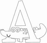 Alligator Coloring Alphabet Aa Printable Letters Pages Back sketch template
