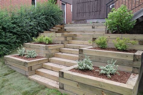 Planter Stairs To Backyard Sloped Garden Garden Stairs Backyard