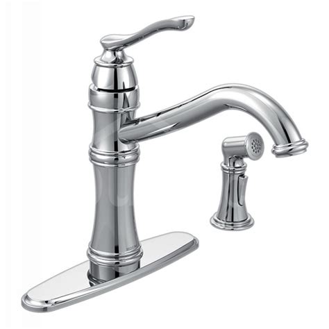 moen  belfield  lever handle high arc swivel spout kitchen faucet  side spray