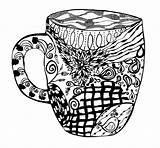 Coffee Zentangle Cup Etsy Pen Revisit Later Favorites Item Add Cups Coloring Adult sketch template