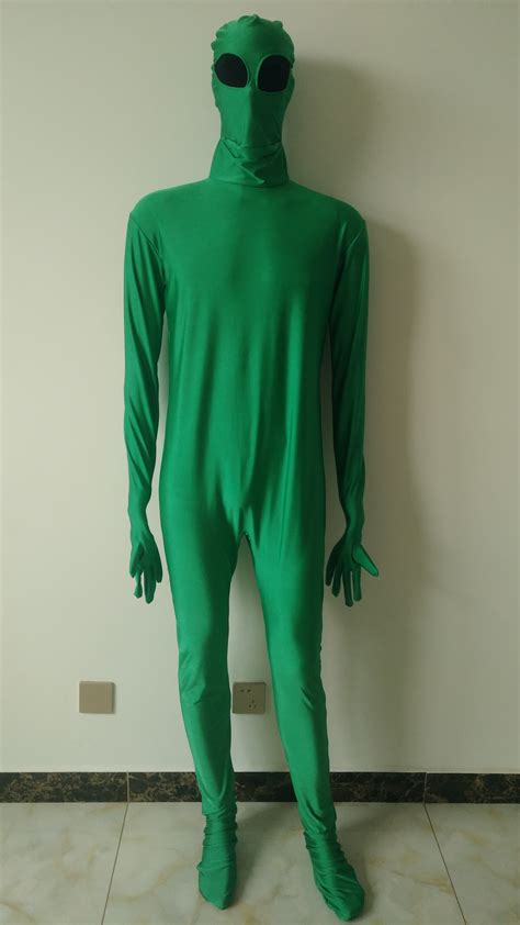 child kids adult green alien full body suit spandex lycra zentai