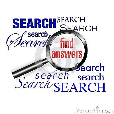 search find answers magnify glass royalty  stock  image