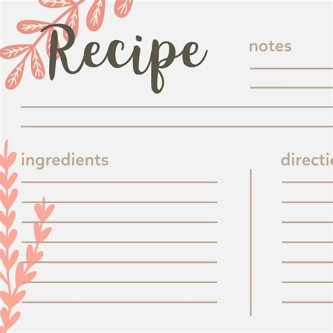 template recipe cards printable