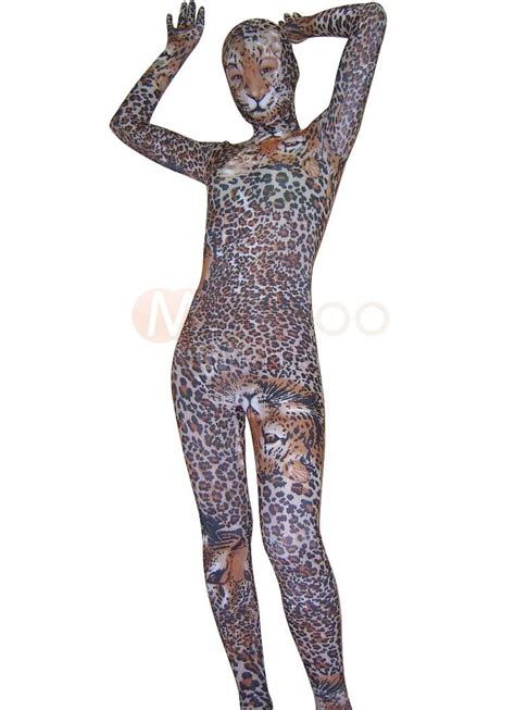 full body spandex unisex catsuit in leopard pattern