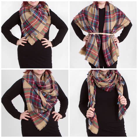 4 ways to wear a blanket scarf look by m tartan plaid scarf from fall outfits