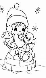 Precious Moments Coloring Pages Winter Christmas Doll Cute Girl Princess Sheets Drawing Color Printable Cartoon Kids Beautiful Colour Wallpaper Coloringbook4kids sketch template