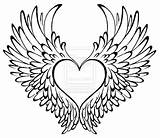Angel Wings Outline Heart Getdrawings Drawing sketch template