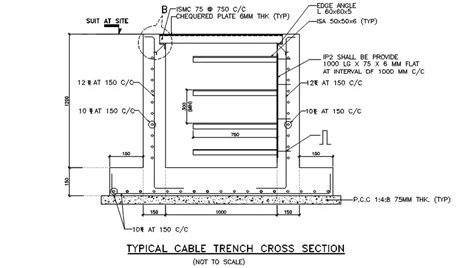typical cable trench cross section details      autocad