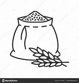 Flour Farina Sack Wheat Grano Spighe Borsa Icona sketch template