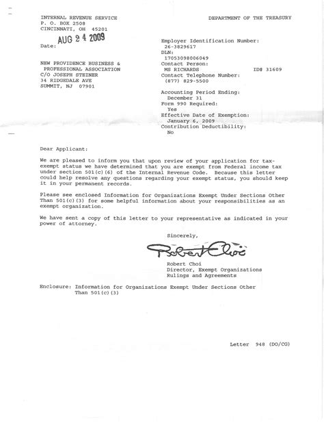 irs determination letter county  union