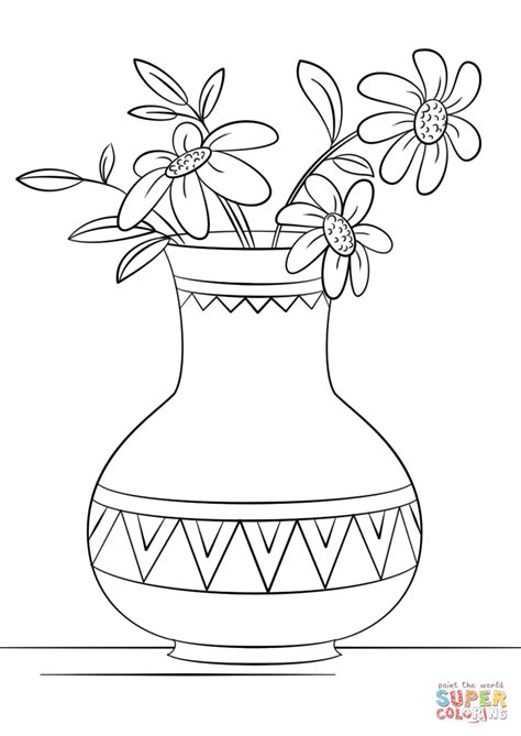 vase  flowers coloring page  printable coloring pages
