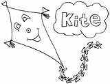 Kite Coloring Pages Flying Drawing Kites Getcolorings Getdrawings Color sketch template