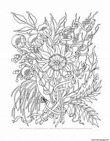 Coloring Pages Flowers Adult Advanced Trend Elegant Printable Color Print sketch template