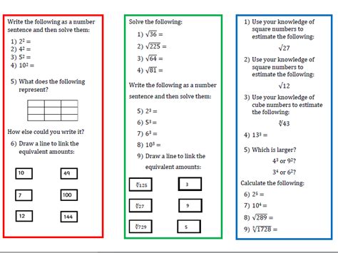 a worksheet on square and cube numbers teaching resources