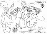 Trekpop Piet Sinterklaas Paard Kleuterdigitaal Wb Speelgoed Papieren Marionet sketch template
