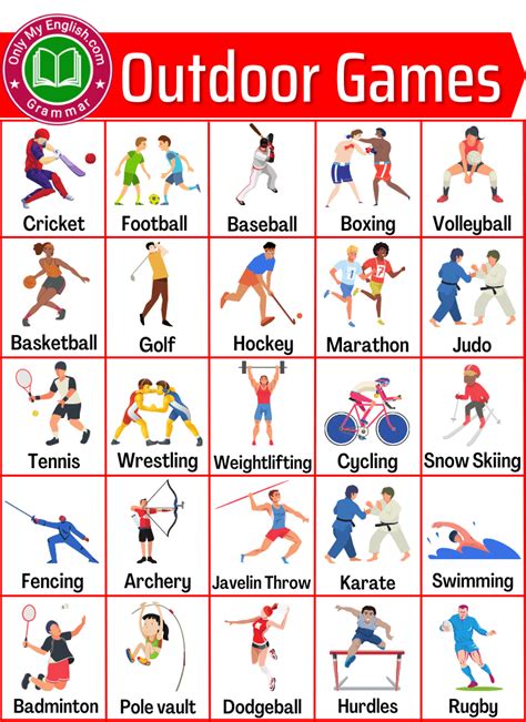 list  outdoor games   picture onlymyenglish good