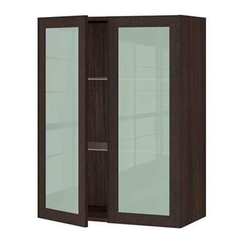 sektion wall cabinet   glass doors wood effect brown ekestad