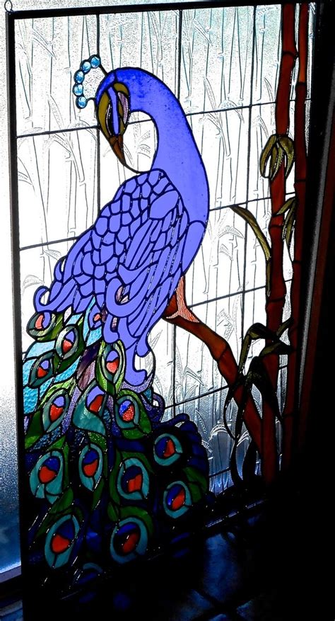 Handmade Bamboo Peacock Stained Glass Window By Glassmagic
