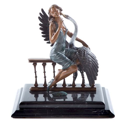 Contemporary Painted Bronze Leda And Swan For Sale At Auction On 10th