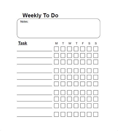 weekly   list template   word excel  format