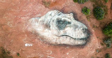 huge 100ft t rex mural is so big you can only see it from the sky uk