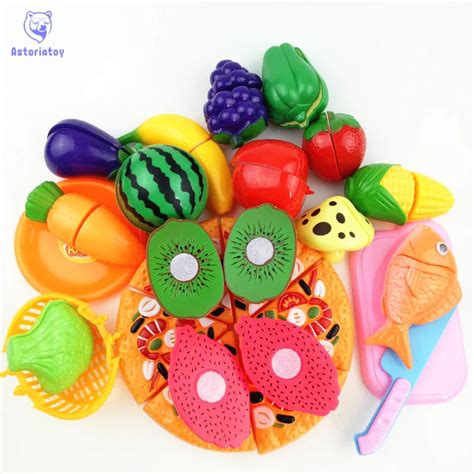 plastic fruit vegetables cutting toy early development  education toy  baby color random