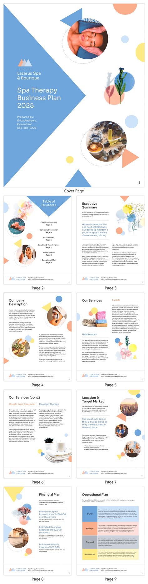 spa business plan template venngage