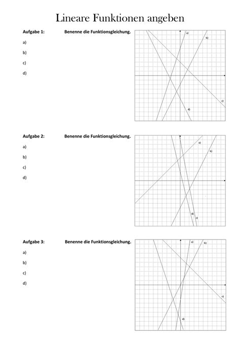 lineare funktionen zeichnen arbeitsblatt lineare funktionen  xxx