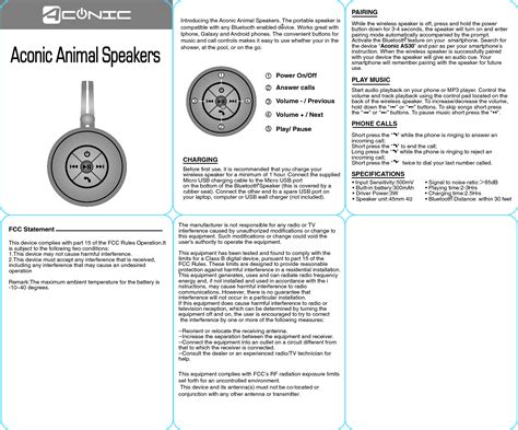 aduro ac  uni aconic animal speakers user manual pcs