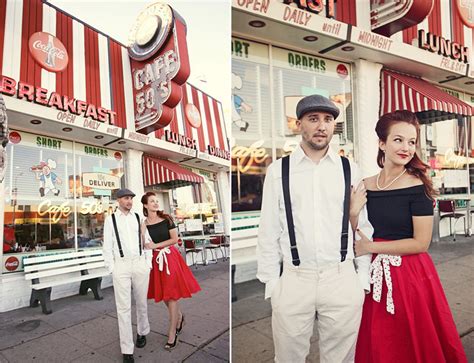 a 50 s retro diner engagement glamour and grace