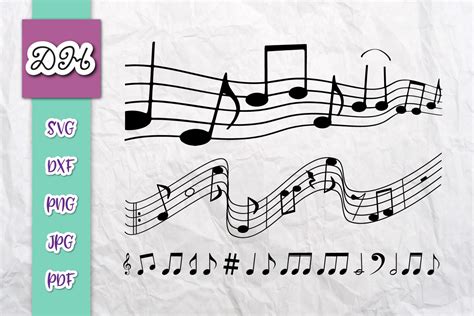 musical notes  staff print cut svg png eps dxf file