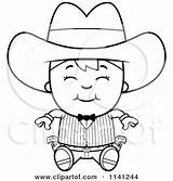 Gunslinger Sitting Boy Cartoon Happy Coloring Vector Clipart Cory Thoman Outlined sketch template