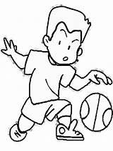 Basketball Clipart Printable Kids Playing Cliparts Cartoon Coloring Girl Dribble Library Kid Line Big sketch template