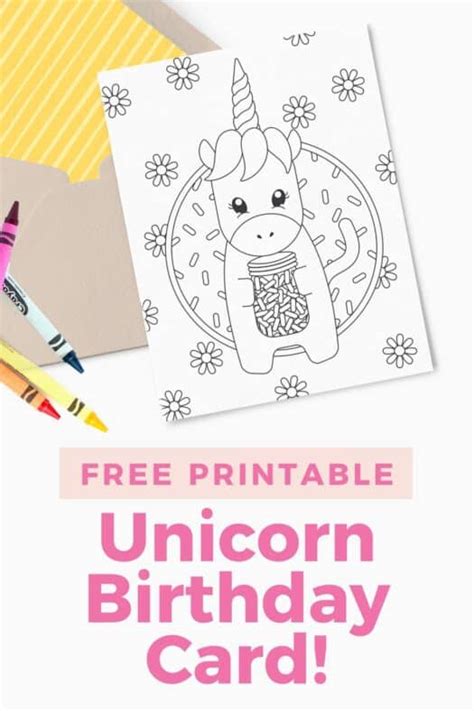 printable unicorn birthday card design eat repeat