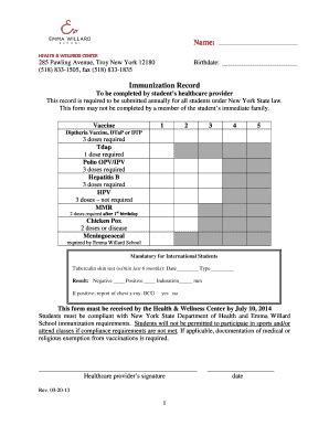 immunization card  forms  templates fillable printable