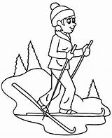 Coloring Skiing Pages Woman Crosscountry Sky sketch template