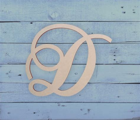 Script Monogram Letter Large Or Small Unfinished Cursive Wooden