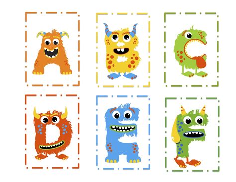 monster boy alphabet cards preschool printables