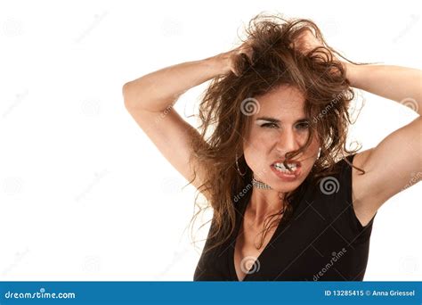 pretty woman  wild hair stock image image  expression cute