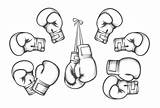 Bokshandschoenen Guantes Tekenen Boxeo Competencia Colgantes Pelea Vectorial Manos sketch template