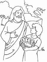 Yesus Makan Memberi 5000 Tuhan Roti Ikan Ribu Bible sketch template
