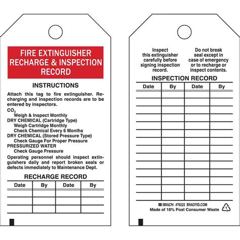 printable fire extinguisher inspection tags template  printable