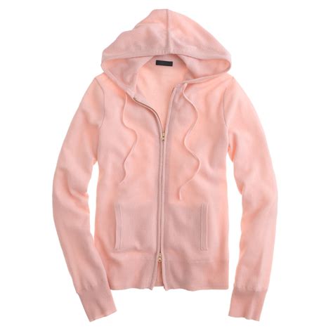 lyst jcrew collection cashmere zip front hoodie  pink