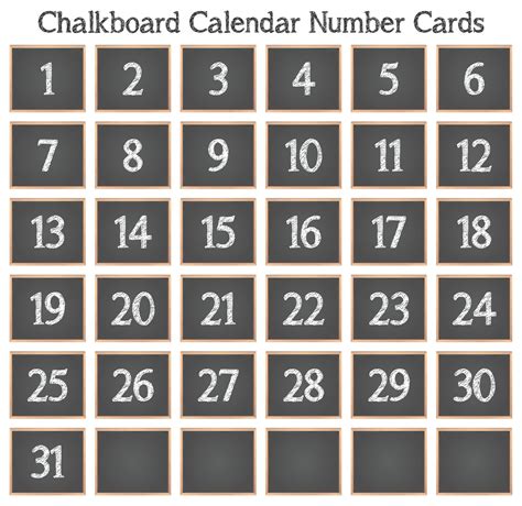large calendar chalkboard calendar calendar numbers printable